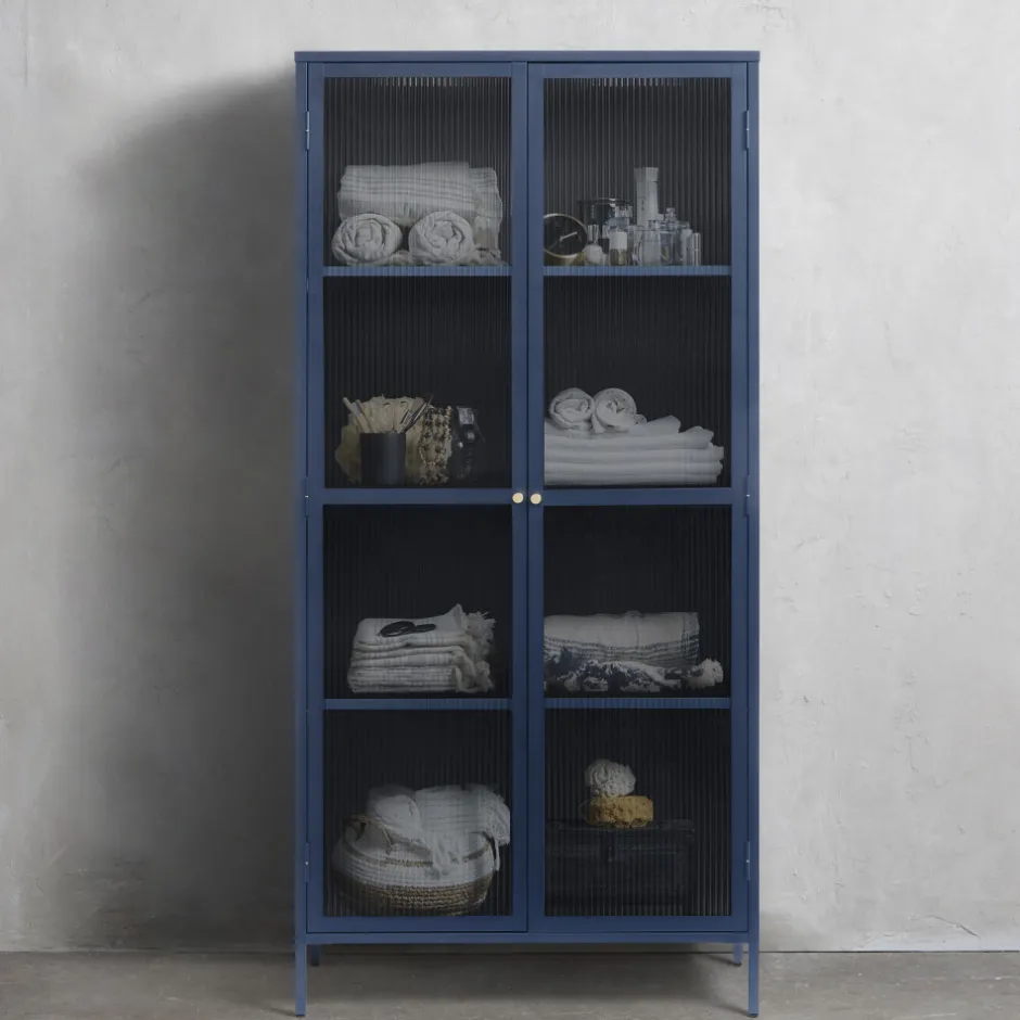 Sale No name BJORN Vaisselier 2 portes en verre stié et métal H190cm