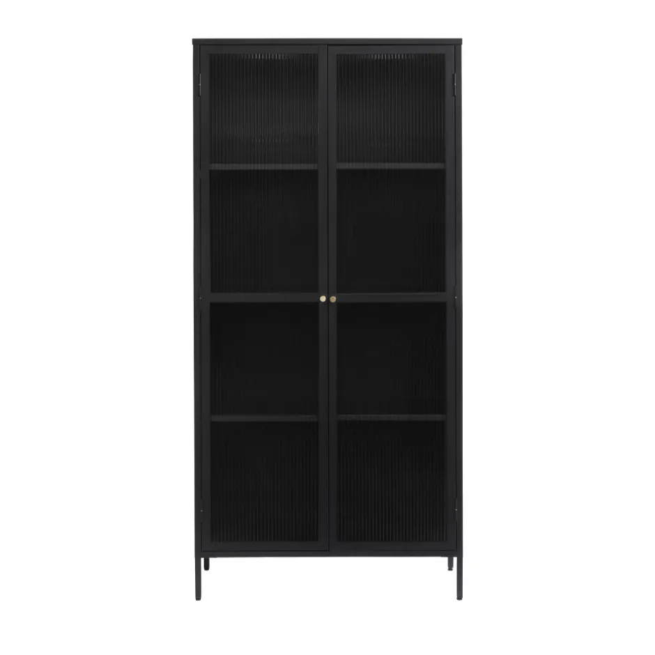 Sale No name BJORN Vaisselier 2 portes en verre stié et métal H190cm