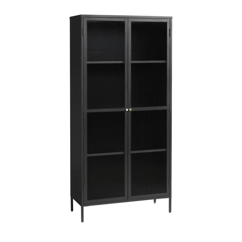 Sale No name BJORN Vaisselier 2 portes en verre stié et métal H190cm