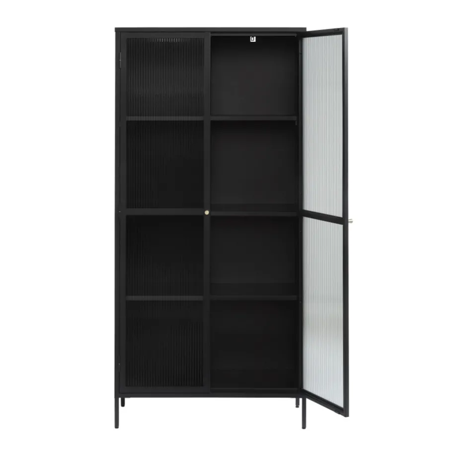 Sale No name BJORN Vaisselier 2 portes en verre stié et métal H190cm