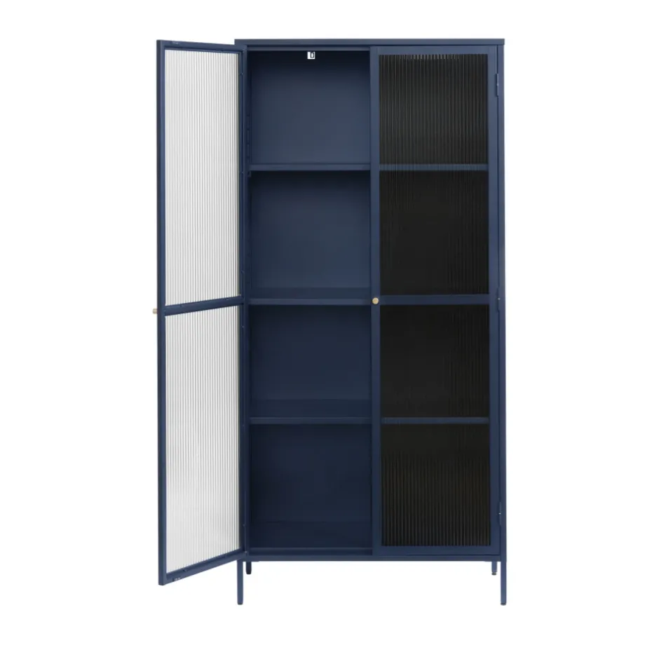 Sale No name BJORN Vaisselier 2 portes en verre stié et métal H190cm