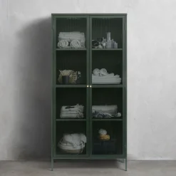 Sale No name BJORN Vaisselier 2 portes en verre stié et métal H190cm