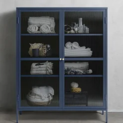 Outlet No name BJORN Vaisselier 2 portes en verre strié et métal H140cm