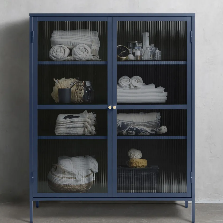 Outlet No name BJORN Vaisselier 2 portes en verre strié et métal H140cm
