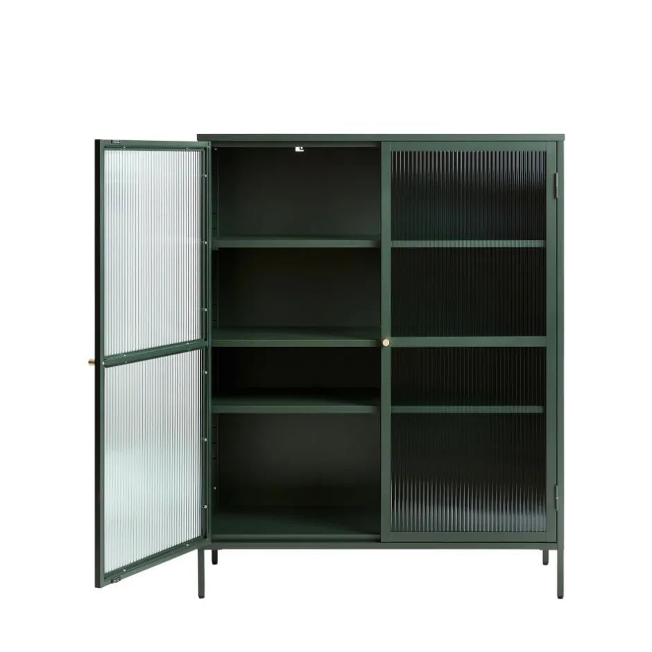 Outlet No name BJORN Vaisselier 2 portes en verre strié et métal H140cm