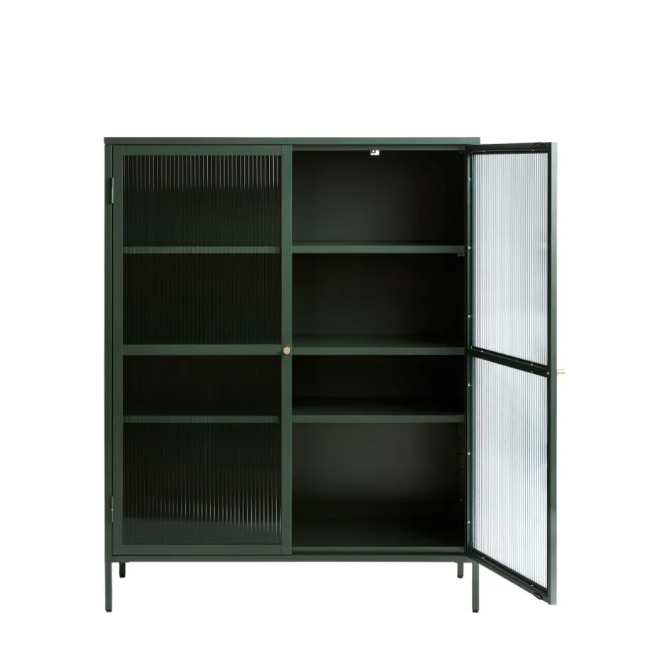 Outlet No name BJORN Vaisselier 2 portes en verre strié et métal H140cm