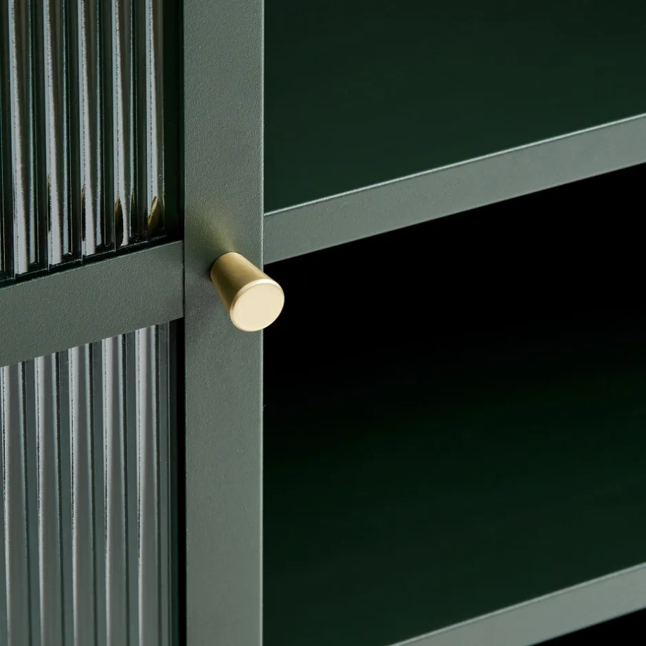 Outlet No name BJORN Vaisselier 2 portes en verre strié et métal H140cm