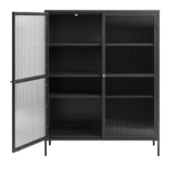 Outlet No name BJORN Vaisselier 2 portes en verre strié et métal H140cm