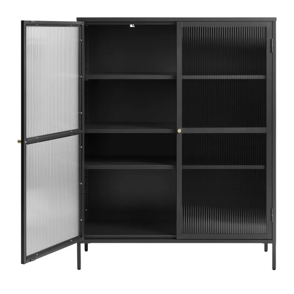 Outlet No name BJORN Vaisselier 2 portes en verre strié et métal H140cm