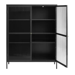Outlet No name BJORN Vaisselier 2 portes en verre strié et métal H140cm