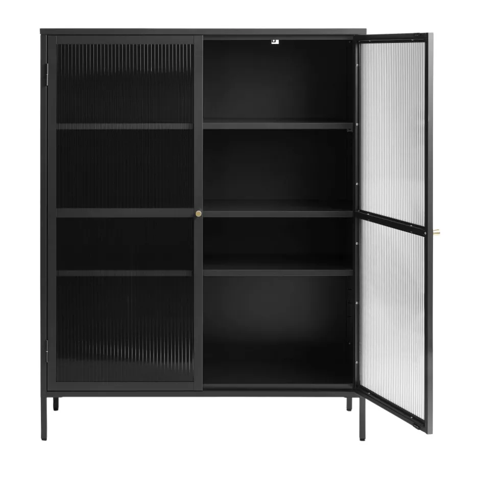 Outlet No name BJORN Vaisselier 2 portes en verre strié et métal H140cm