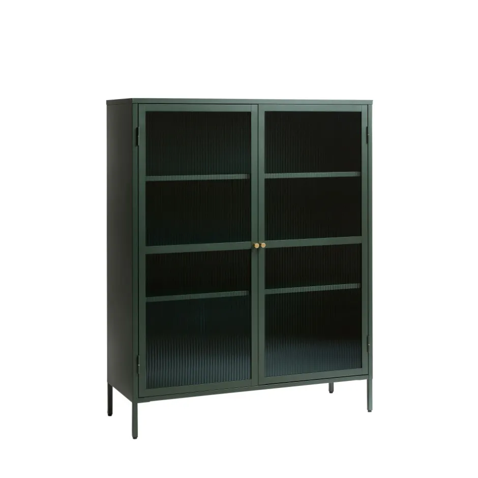 Outlet No name BJORN Vaisselier 2 portes en verre strié et métal H140cm