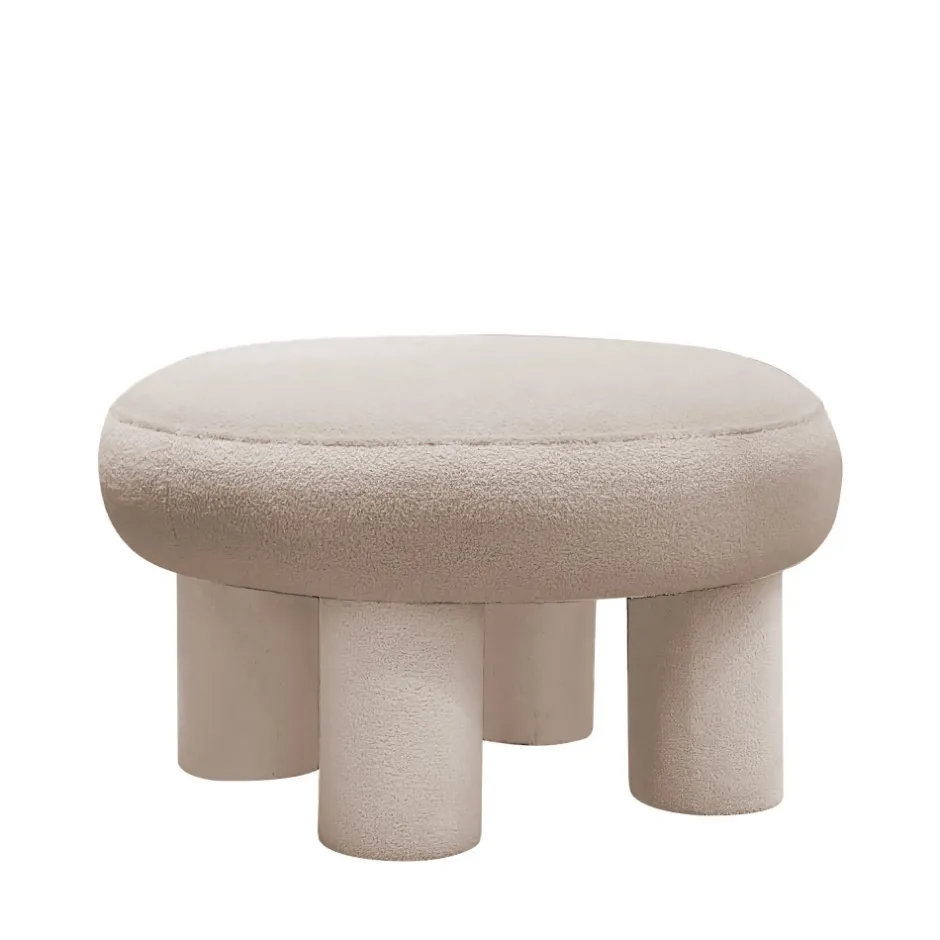 Online Drawer BLOOMI Tabouret rond XL en tissu bouclette ø60cm
