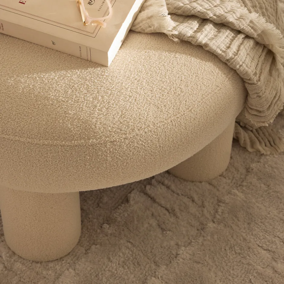 Online Drawer BLOOMI Tabouret rond XL en tissu bouclette ø60cm