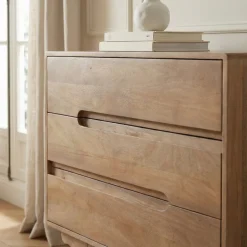 Outlet Drawer BOGOR Commode 3 tiroirs en bois massif L80cm
