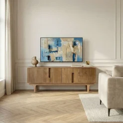 Clearance Drawer BOGOR Meuble tv 4 portes en bois massif L150cm