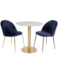 Best House Nordic BOLZANO Table à manger 2 personnes ronde effet marbre