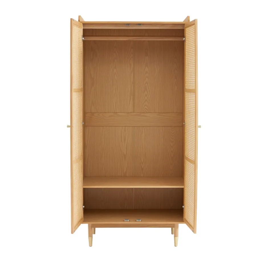 New No name BOMBONG Armoire 2 portes en bois et cannage