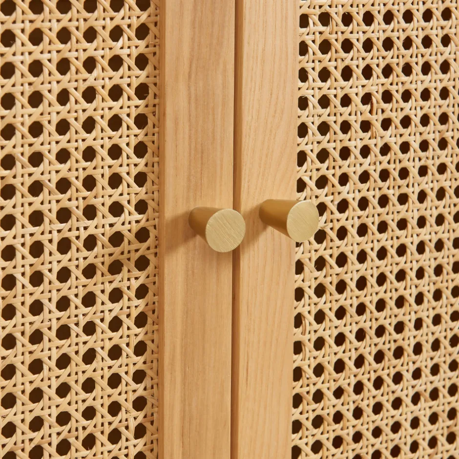 New No name BOMBONG Armoire 2 portes en bois et cannage