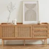 Best No name BOMBONG Buffet 2 portes 3 tiroirs en bois et cannage L180cm