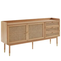 Best No name BOMBONG Buffet 2 portes 3 tiroirs en bois et cannage L180cm