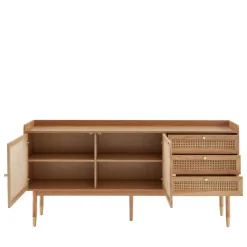 Best No name BOMBONG Buffet 2 portes 3 tiroirs en bois et cannage L180cm