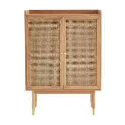 New No name BOMBONG Buffet haut 2 portes en bois et cannage L90cm