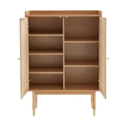 New No name BOMBONG Buffet haut 2 portes en bois et cannage L90cm