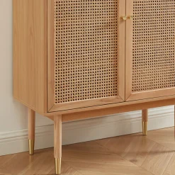 New No name BOMBONG Buffet haut 2 portes en bois et cannage L90cm