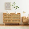 Hot No name BOMBONG Commode 6 tiroirs en bois et cannage L120cm