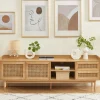 New No name BOMBONG Meuble TV 2 portes 2 tiroirs en bois et cannage 180 cm