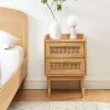 Outlet No name BOMBONG Table de chevet 2 tiroirs en bois et cannage
