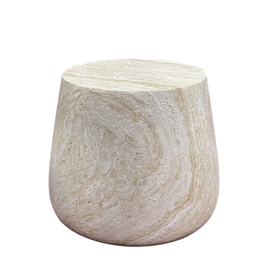 Hot House Nordic BONN Table d'appoint ronde effet travertin ø47,5cm