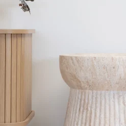 Online House Nordic BONN Table d'appoint ronde effet travertin ø37cm