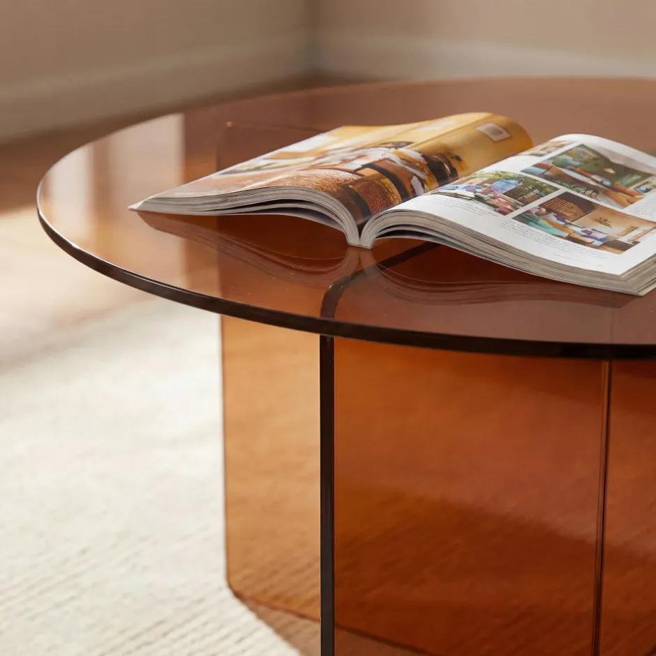 Clearance Drawer BOSTON Table basse ronde en verre ø80cm