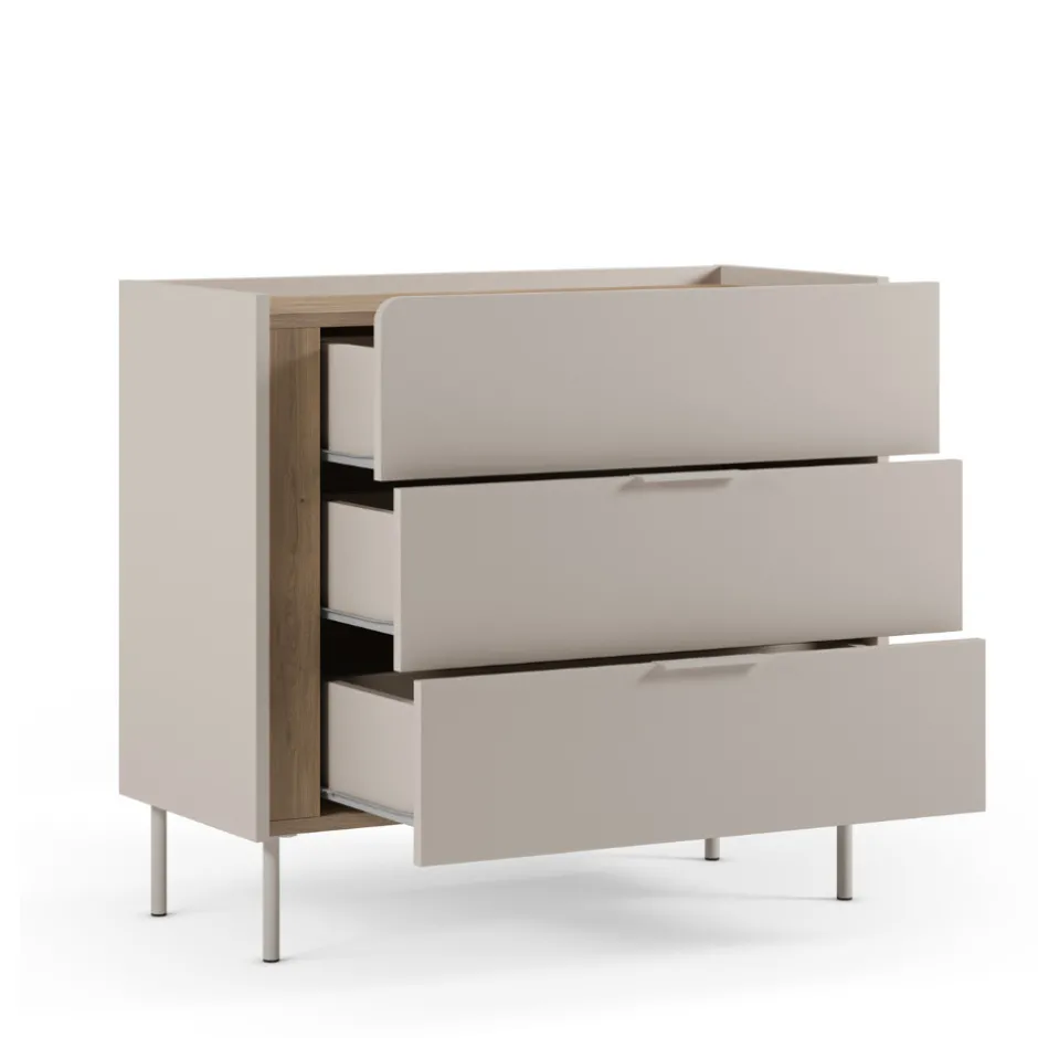 Discount Drawer BOXY Commode 3 tiroirs en bois et métal