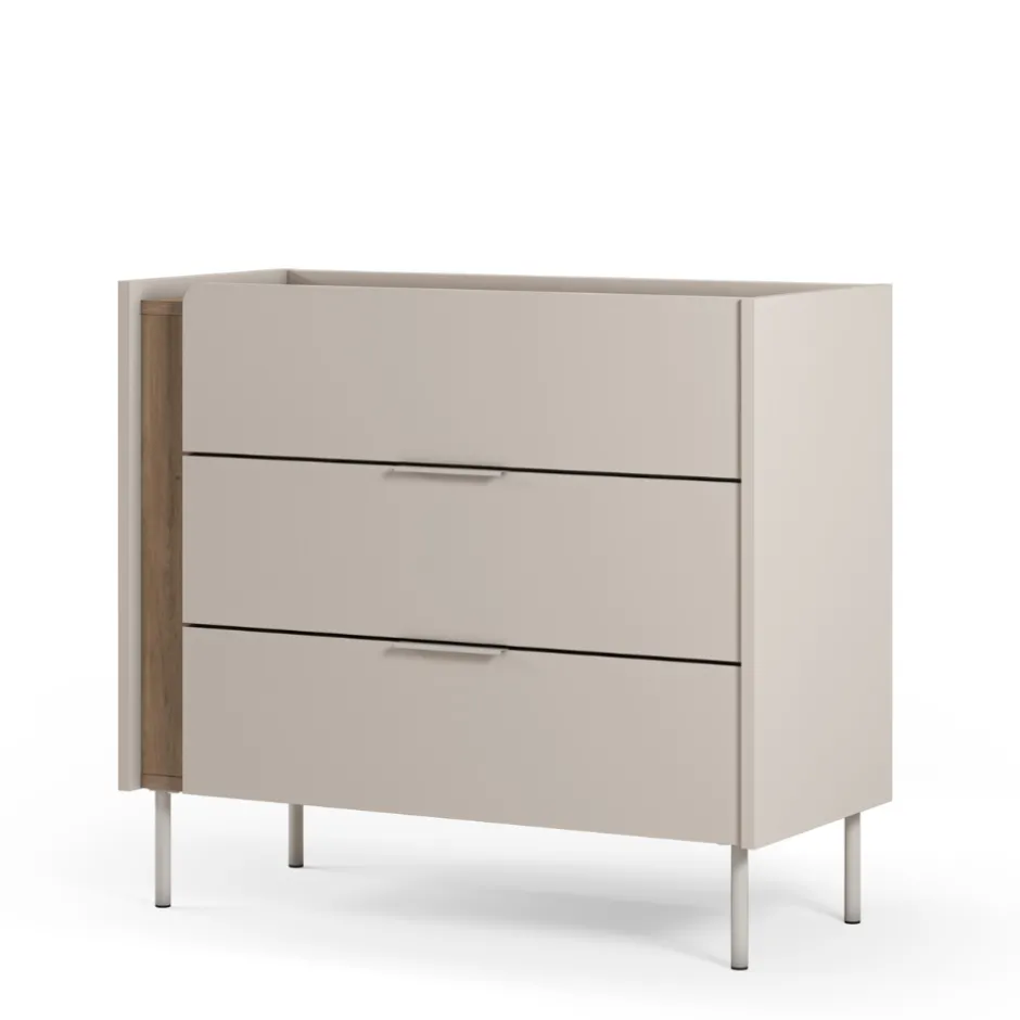 Discount Drawer BOXY Commode 3 tiroirs en bois et métal