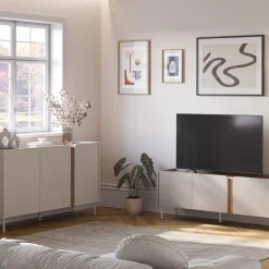 Online Drawer BOXY Meuble TV 3 portes en bois et métal L140cm