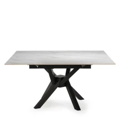Hot No name BRELYN Table à manger extensible 6 à 8 personnes en céramique et métal 90-150x150cm
