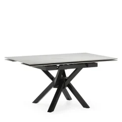 Hot No name BRELYN Table à manger extensible 6 à 8 personnes en céramique et métal 90-150x150cm