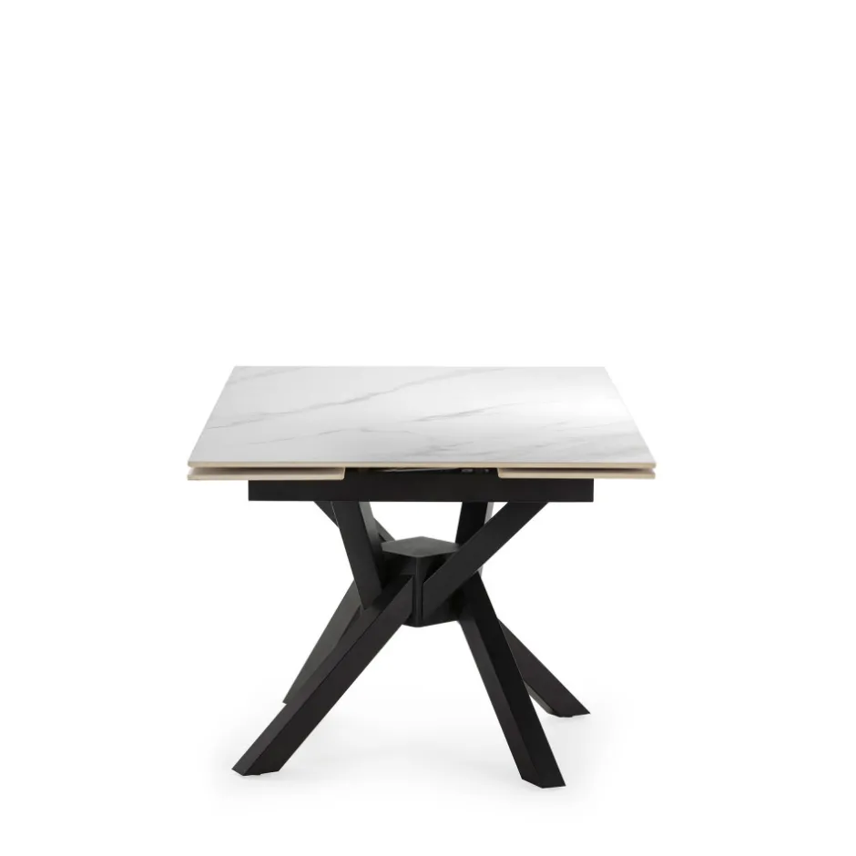Hot No name BRELYN Table à manger extensible 6 à 8 personnes en céramique et métal 90-150x150cm
