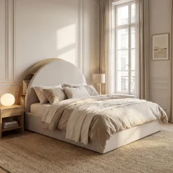 Hot Drawer BRIE Lit coffre en tissu avec rangements intégrés 140x190cm