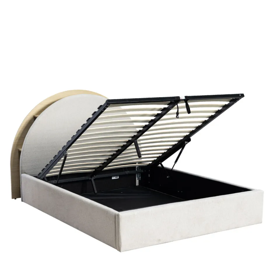 Hot Drawer BRIE Lit coffre en tissu avec rangements intégrés 140x190cm