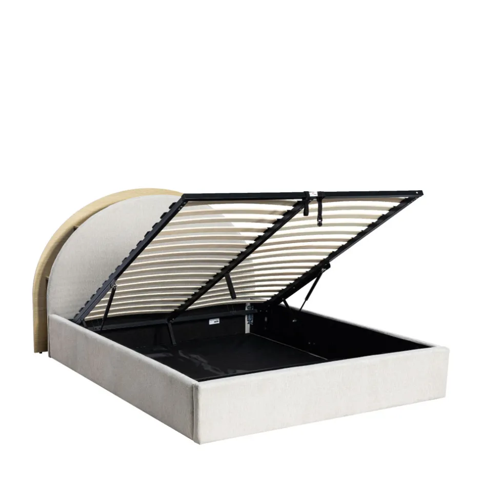 Discount Drawer BRIE Lit coffre en tissu avec rangements intégrés 160x200cm