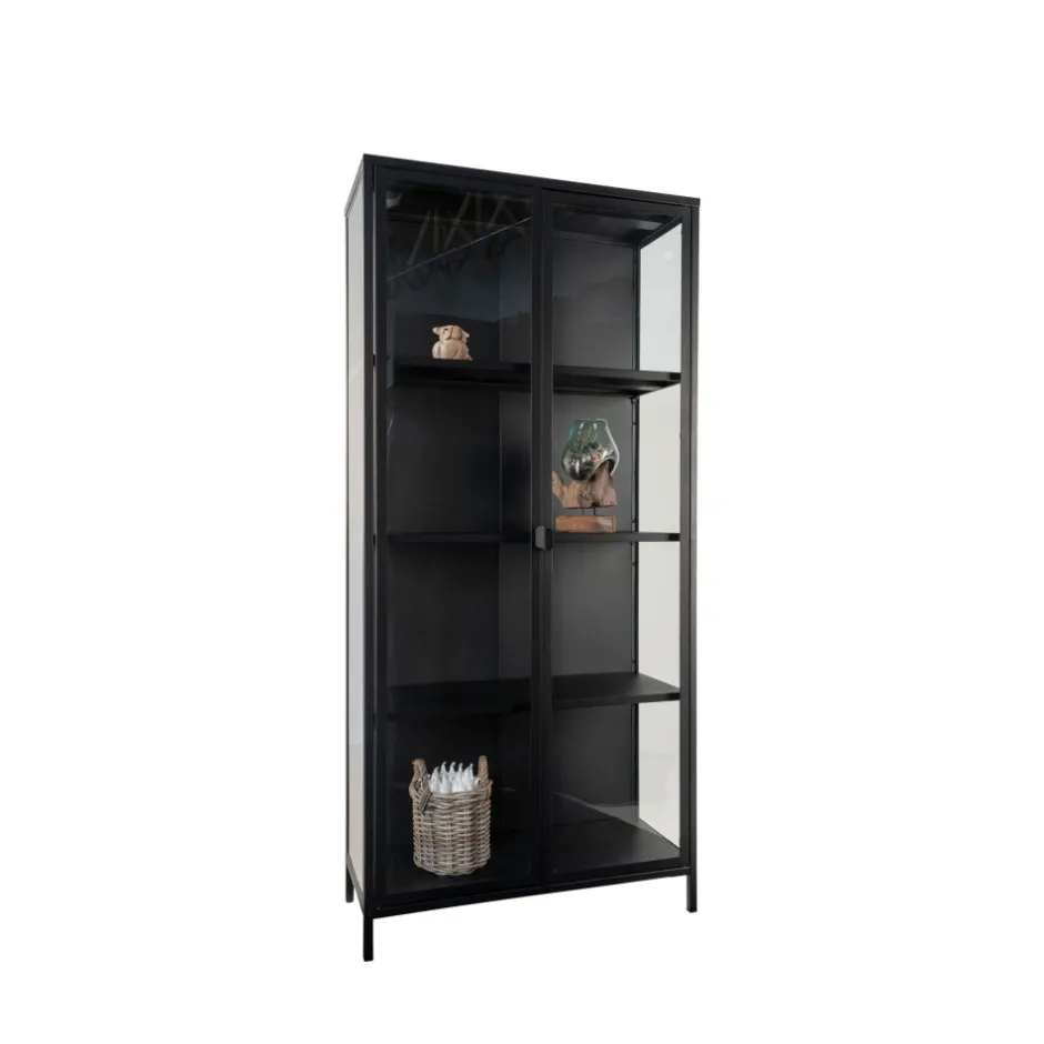 Online House Nordic BRISBANE Vaisselier en verre et métal H175cm