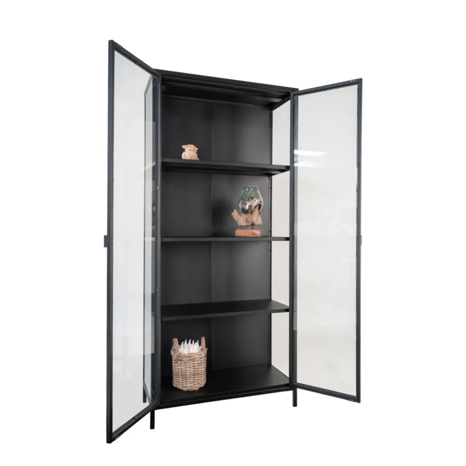Online House Nordic BRISBANE Vaisselier en verre et métal H175cm