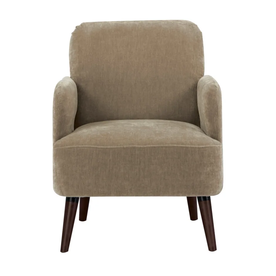 Hot Drawer BROOKS Fauteuil rétro en tissu chenille pieds bois foncé