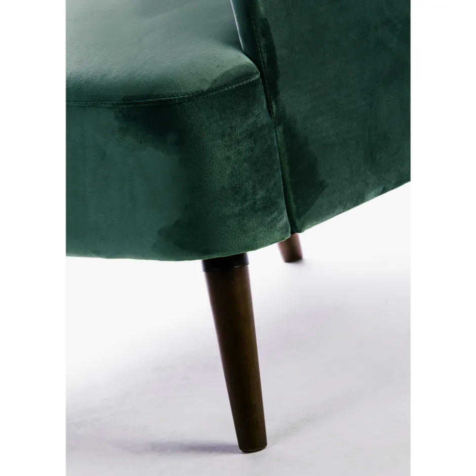 Clearance Drawer BROOKS Fauteuil rétro en velours pieds bois foncé