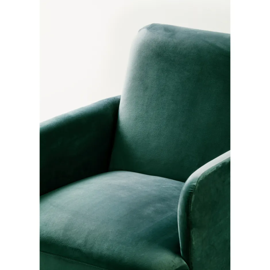 Clearance Drawer BROOKS Fauteuil rétro en velours pieds bois foncé