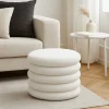 Clearance Drawer BUBBLE Lot de 2 poufs coffres ronds en tissu bouclette ø47cm